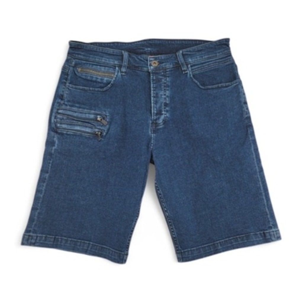 Rockstar Mens 32 Denim Shorts Blue Stretch Zipper‎ Pocket Casual Jean Shorts NEW